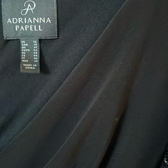 ADRIANNA PAPELL NWT Gathered Knit Wrap V-Neck Elbow Sleeve Wrap Dress Size 10 - Picture 4 of 8